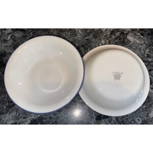 CORELLE White W/blue Trim Set Of 2  7" Bowls